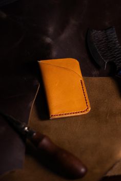 Handmade, full-grain, leather wallet Leather Rectangular Card Holder With Card Slots, Leather Card Holder With Slots As Gift, Leather Rectangular Card Holder With Coin Pocket, Leather Card Holder With Card Slots For Everyday, Everyday Leather Card Holder With Card Slots, Rectangular Leather Card Holder With Smooth Grain, Clip Wallet, Money Clip Wallet, Purse Wallet