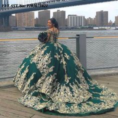 EVLAST Dark Green Quinnceanera Dress Ball Gown Gold Lace Applique Beading Tiered Mexican Sweet 16 Quinceanera Dresses Dark Green, Green Quince Dress, Ball Gown Gold, Green Quinceanera, Green Quinceanera Dresses, Gown Gold, Dress Ball Gown, Quince Dress, Quince Dresses