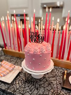 there is a cake with candles on the table