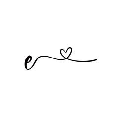 the word love written in cursive writing with a heart on it's side