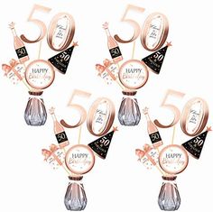 happy 30th birthday decorations with rose gold and black ribbon, 30 years old age set of 6