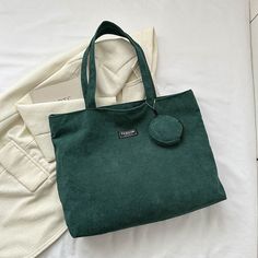 Women Corduroy Tote Handbag Zipper Vintage Tote Bag Foldable Retro Shoulder Bag with Coin Bag Large Retro Shoulder Bag, Vintage Tote Bag, Coin Bag, Tote Handbag, Zipper Top, Handle Bag, Sling Bag, Large Bags, Tote Handbags