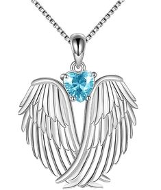 PRICES MAY VARY. 💖♥ Design : Angel wing jewelry has gained popularity for it's beautiful symbolic meaning of love, spirituality, and protection. Wear this pendant as a reminder of someone you love is your guardian angel, or give this beautiful pendant necklace to a special friend or a relative shows that you will be always take care of them. 💖♥ Material :100% 925 sterling silver angel necklace inlaid with with sparkle cubic zirconia. Lead-Free & Nickel-Free, Hypoallergenic and Safety for sensi Wing-shaped Necklace For Valentine's Day Gift, Wing-shaped Jewelry For Valentine's Day Gift, Wing-shaped White Gold Necklace For Gift, Valentine's Day Gift Jewelry Wing-shaped, Valentine's Day Wing-shaped Jewelry Gift, Angelic Sterling Silver Jewelry For Gifts, Heart-shaped Angel Wings Jewelry Gift, Spiritual Winged Sterling Silver Jewelry, Valentine's Day Angel Wings Jewelry Gift