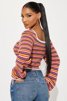 Available In Multi Color. Pullover Sweater Long Sleeve Square Neck Striped Cropped Ribbed Hem Disclaimer: Stripe Placement Will Vary. 100% Cotton Imported | Missy Striped Sweater size Large by Fashion Nova Trendy Multicolor Cropped Sweater With Crew Neck, Trendy Multicolor Crew Neck Cropped Sweater, Trendy Stretch Multicolor Sweater, Trendy Multicolor Cropped Sweater For Fall, Textured Knit Long Sleeve Crop Top, Trendy Multicolor Stretch Sweater, Trendy Multicolor Tops For Fall, Trendy Multicolor Winter Top, Trendy Multicolor Tops