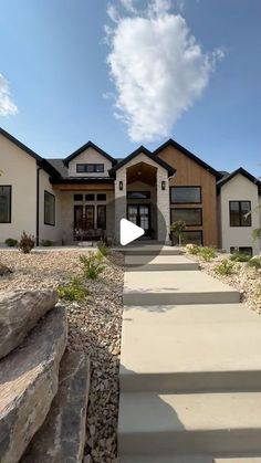 a house with steps leading up to the front door