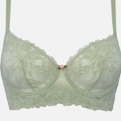 All Sales Are Final! No Returns Or Exchanges. Nwt Huit Demi Bra Sz: 36 E Color: Almond Green Underwire Bra Imported Stretch Floral Lace Scalloped Edge Trim Adjustable Straps For Support And All-Day Comfort Elasticized Adjustable Under Band Hook-And-Eye Closures Gold-Tone Hardware Hand Wash Cycle Green Bra With Integrated Support, Green Lace Bra With Padded Cups, Elegant Green Bra With Padded Cups, Elegant Green Underwire Bra, Elegant Green Lace Bra, Elegant Green Spring Bra, Demi Bra, Underwire Bra, Scalloped Edge