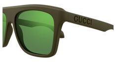 Experience the ultimate in style and protection with our Men's Gucci Green Lettering Sunglasses. These designer sunglasses feature a sleek green lettering design, perfect for any trendsetter. With 100% UV protection, you can confidently enjoy your outdoor activities in style. Elevate your look and shield your eyes with Gucci sunglasses. More Details Packaging: Original case Gucci Collection: Lettering Gender: Man Frame color: Green Lens color: Green Frame material: Plastic Lens material: Nylon Size: 57 Bridge: 18 Temple: 145 Height: 46.20 Color: Khaki Green Style: GG1570S-005 Gucci Collection, Green Lens, Tops And Bottoms, Green Frame, Green Style, Gucci Sunglasses, Green And Khaki, Sunglasses Sale, Gucci Men