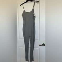 New! Grey Bodysuit Fitted Casual Bodysuit For Loungewear, Relaxed Fit Bodysuit For Spring Loungewear, Spring Sleeveless Bodysuit For Lounging, Stretch Bodysuit For Spring Lounging, Fitted Cotton Jumpsuits And Rompers For Lounging, Fitted Overall Jumpsuits And Rompers For Loungewear, Fitted Jumpsuits And Rompers For Loungewear, Fitted Overalls Jumpsuit For Loungewear, Fitted Overall Jumpsuits For Loungewear