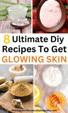 Want to get glowing skin at home using natural ingredients ? Then here is a list of 8 diy skin care recipes for glowing skin. Beauty recipes at home and how to get glowing skin naturally. Glowing Skin Recipes, Diy Glowing Skin, Glowy Face, Recipes For Glowing Skin, Get Glowing Skin Naturally, Glowing Skin At Home, Skin Recipes, Skincare Diy