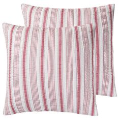 two red and white striped pillows