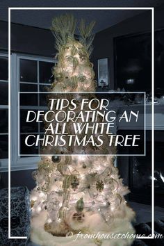 How To Decorate An All White Christmas Tree All White Christmas Tree, All White Christmas, Peacock Christmas Tree, White Xmas Tree, Green Christmas Tree Decorations, White Artificial Christmas Tree, White Christmas Tree Decorations, House To Home, Tinsel Tree