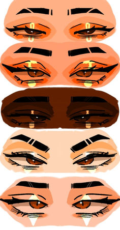 four different types of eyes are shown in this graphic art work, each with their own image