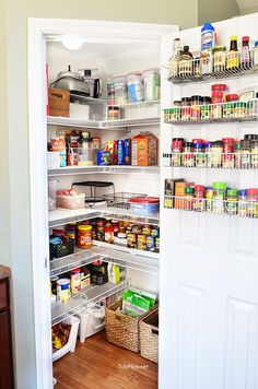 the pantry is stocked with all kinds of food