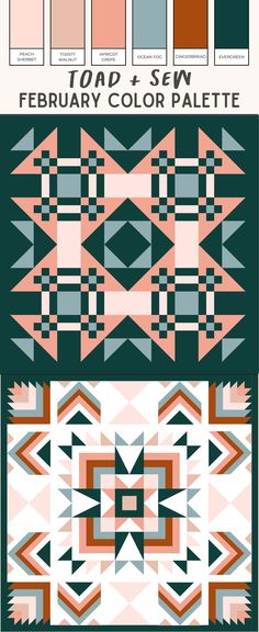 an array of geometric designs with different colors and sizes, including the same color scheme