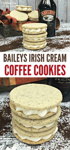 bailey's irish cream coffee cookies stacked on top of each other