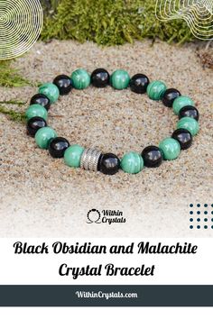 Discover the powerful energy of our Black Obsidian and Malachite Crystal Bracelet 💫 This unique combination brings protection, grounding, and balance into your life. Handcrafted with love and intention, this bracelet is perfect for anyone seeking to enhance their spiritual connection. Click to elevate your energy now! #crystalbracelet #healingjewelry #spiritualwellness Onyx Gemstone Beads Bracelet For Healing, Healing Onyx Bracelets With Natural Stones, Onyx Bracelets With Gemstone Beads For Meditation, Obsidian Bracelets With Natural Stones For Meditation, Spiritual Onyx Bracelets With Natural Stones, Onyx Gemstone Beads Bracelets For Meditation, Spiritual Obsidian Crystal Bracelet Gift, Spiritual Malachite Bracelet With Natural Stones, Elegant Obsidian Bracelets For Meditation