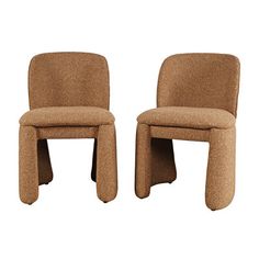 two brown chairs sitting next to each other