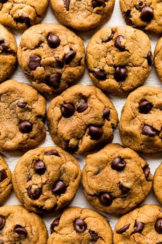 chocolate chip cookies arranged on top of each other