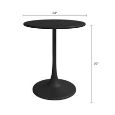 an image of a black table with measurements for the top and bottom part of it