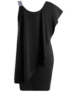 Plus Size Flounce One Shoulder Mini Dress - Black - 3A40715417 - Women's Clothing, Plus Size Women's Clothing  #PlusSizeWomensClothing #Women's #Clothing # #Plus #Size #Women's #Clothing One Shoulder Mini Dress, Summer Bodycon Dress, Women Bodycon Dress, Short Lace Dress, Flounced Dress, Summer Party Dress, Mini Dress Casual, Dress For Short Women, Mini Dresses Summer