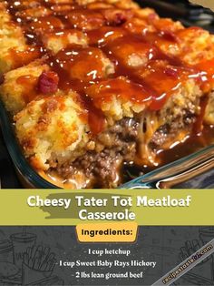 cheesy tater tot meatloaf casserole recipe with instructions