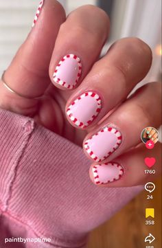 Peppermint Candy Nail Art, Hot Pink And Red Christmas Nails, Christmas Pink And Red Nails, Peppermint Candy Nails, Pink And Red Holiday Nails, Cute Short Christmas Nails Simple, Pink Peppermint Nails, Peppermint Nail Art, Red And Pink Christmas Nails