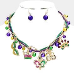 Necklace Size : 18" + 3" L Decor Size : 2" L Earring Size : 1" L Mardi Gras Jewelry, Jewelry Vendor, Crown Pendant, Wholesale Jewelry Supplies, Gold Mask, Mask Necklace, Detailed Necklace, Fashion Jewelry Sets, Ball Pendant