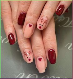 Reindeer Nails, Diy Reindeer, Christmas Nail Design, Nail Art Noel, Red Christmas Nails, Cute Christmas Nails, Christmas Nails Easy, Christmas Gel Nails, Nail Design Ideas