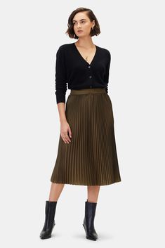 Blaze Skirt - Bronzed Olive– Amour Vert Olive Color, A Line Skirt, A Line Skirts, Midi Length, The Back, A Line, Elastic, Skirt