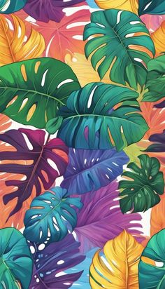 colorful tropical leaves on a white background