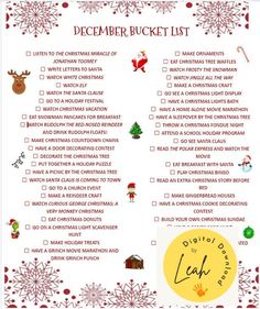 a printable christmas bucket list