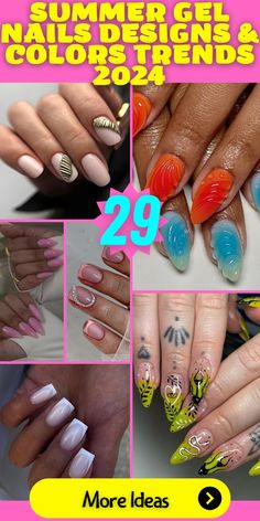 Cute and Easy Gel Nail Ideas for a Playful Summer 2024. For those seeking cute and easy gel nail ideas, summer 2024 offers a plethora of playful designs. Opt for short french tips with a twist, like adding a pop of pink or blue for a modern take on the French manicure. Simple polka dots, stripes, or floral patterns in bright colors make for pretty yet effortless looks, perfect for everything from beach days to summer nights out. Design Color Trends, Nail Base Coat, Essie Gel Couture, Sally Hansen Miracle Gel, Black Nail Art, Blue Gel, Essie Gel