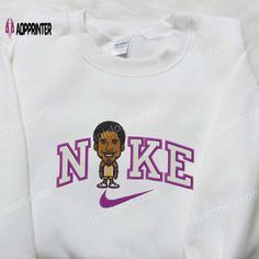 Introducing our Nike x Kobe Bryant Caricature Portrait Embroidered Shirt, a masterpiece that pays homage to the legendary basketball player. Nike Limited Edition, Caricature Portrait, Embroidered Portrait, Hoodie Material, Basketball Player, Embroidered Clothes, Embroidered Tshirt, Kobe Bryant, Couple Shirts