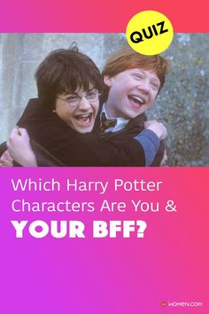 harry potter characters are you and your bff? quiz book cover with two boys hugging each other