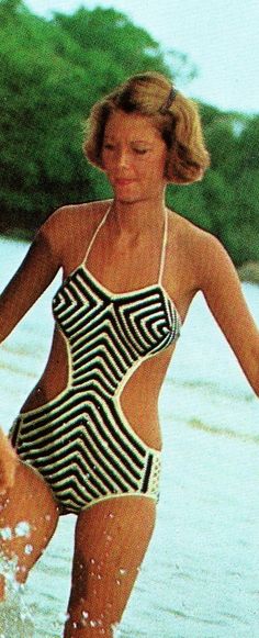 Hey, I found this really awesome Etsy listing at https://www.etsy.com/listing/223907654/diy-black-and-ecru-side-cutout-swimsuit Crochet Swimsuits Pattern, Unique Bathing Suits, Crochet Monokini, Womens Swimsuit, Bikinis Crochet, Crochet One Piece, Vintage Crochet Patterns, Womens Crochet Patterns, Swimsuit Pattern