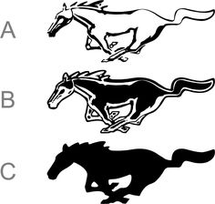 four horse silhouettes are shown in black and white, with the words california club on it