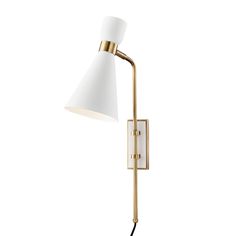 Mitzi - HL295101-AGB/WH - One Light Wall Sconce With Plug - Willa Contemporary Wall Sconces, Corbett Lighting, Hudson Valley Lighting, Modern Vibe, Burke Decor, Light Wall, Aged Brass, Hudson Valley, One Light