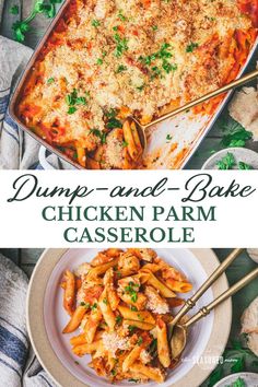 dumpp and bake chicken parm casserole is an easy weeknight dinner