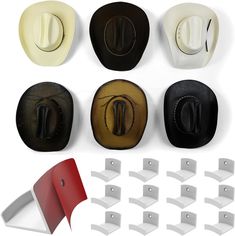 Cowboy or Women Hats - Our large hat holders work with all wide brim hats such as cowboy hats, fedoras, women hats as well as baseball caps. Unclutter your room within minutes with our easy-to-install hat rack wall mount. Two Installation Options - Our hat rack for wall can be installed with included adhesive OR included screws. Caution: Due to strong adhesive, please place the hook on a surface that does not tear. Do not use on wallpaper and rough surfaces. Use and remove carefully on drywall and painted walls. Preserve Hat Shape - Our large cowboy hat hanger design is curved to keep your hats damage-free. Other conventional hooks or nails put too much weight on a single point on the back of your hat, warping hats. Room Decor - Arrange our cowboy hat holder to create a stylish hat holder Hats Room, Hat Holders, Hat Rack Wall, Hat Hangers, Cowboy Hat Rack, Cap Organizer, Hat Racks, Hat Wall, Large Hat