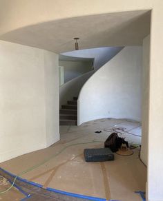 an image of a room being remodeled with no paint on the walls and flooring