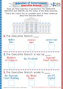 the white house worksheet for kids to learn how to write an executive branch