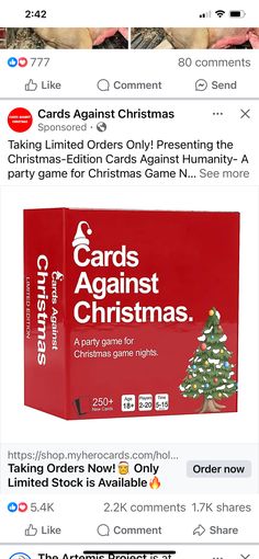 Christmas Games, Game Night, Party Games, Christmas Cards, Cards Against Humanity