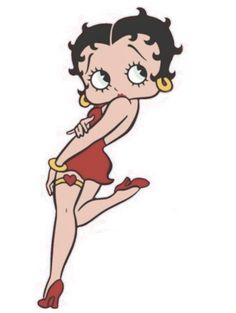 an image of a cartoon character with big eyes and short hair, wearing a red dress