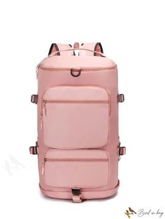 BirdinBag - Sporty Pink Backpack with Adjustable Straps - Enhanced Functionality Pink Backpack, Classic Backpack, Travel Bags, Adjustable Straps, Backpacks, Zipper, Collar, Pink, Pattern