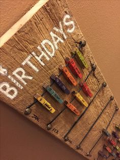 there is a sign that says birthdays and many other things are on the wall