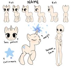 an image of some cute little ponys with different names on their faces and body