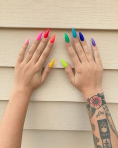 Nail the Look: Dive Deep into Nail Care, Design, and Expression – Your Ultimate Nail Inspiration Hub Nails Rainbow, Pride Nails, Purple French, Rainbow Nails Design, Nails French, Summer Acrylic Nails, Rainbow Nails, Neon Nails