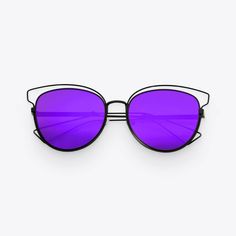 Simple yet bold For an easy look that’s still stylish Don’t sacrifice chic with boring frames: these Women’s Bold Purple Cat-Eye Aviator Sunglasses from zeroUV give you that fun, daring pop of color to any look. Get that arched cat-eye look in a sleek pair of beautiful frames that are crafted with a thin black frame and purple mirrored lenses. Larger (and louder) is better Attitude meets function Yes, sunglasses aren't just for looking cool -- they shield your eyes from UVB and UVA rays, for les Better Attitude, Beautiful Frames, Trendy Eyewear, Festival Sunglasses, Eye Damage, Purple Sunglasses, Black Gold Chain, Sunglasses Women Aviators, Image Svg