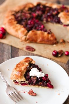 a piece of pie on a plate with a fork