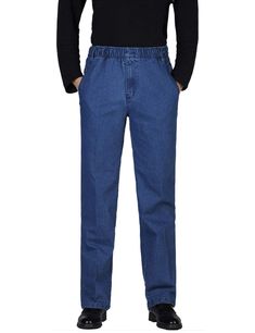 PRICES MAY VARY. Two style: #1 Denim(98% cotton+2% spandex), #2 Non-elastic waist Casual Pants(100% cotton) Jeans: Full elastic waistband, with belt loops. Loose fit, High waist, Straight legs, Pure color. Zipper fly closure, 2 front slash pockets 2 back pockets. Great for you to wear for work, business, stay at home, or travel, party, play golf, daily casual life. Suitable for spring/fall/winter. Machine wash or hand wash. Full Elastic Waist Casual Straight Jeans

Simply stretch the elastic wai Formal Dress Pants, Loose Straight Jeans, Elastic Waist Jeans, Tall Pants, Tall Jeans, Twill Pants, Pants Casual, Casual Denim, Big And Tall